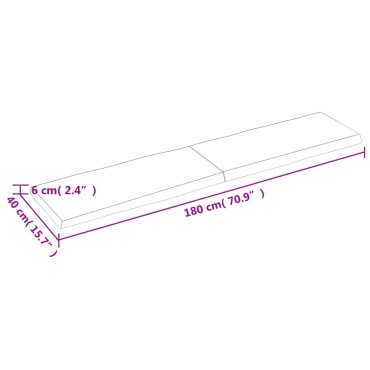 vidaXL Επιφ Τραπεζιού Αν Καφέ 180x40x(2-6)cm Ακατέργ. Μασίφ Ξύλο Δρυός 1 τεμ.