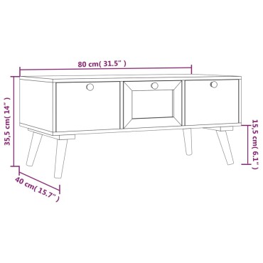 vidaXL Τραπεζάκι Σαλονιού με Συρτάρια 80x40x35,5cm από Επεξεργ. Ξύλο 1 τεμ.