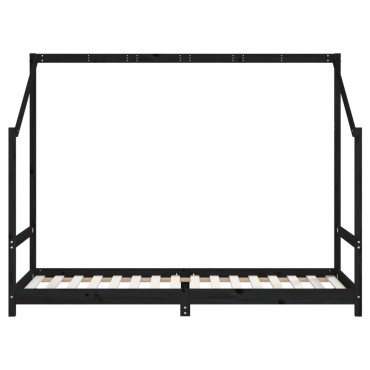 vidaXL Πλαίσιο Παιδικού Κρεβατιού Μαύρο 90x200cm Μασίφ Ξύλο Πεύκου 1 τεμ. - Μονό