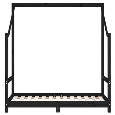 vidaXL Πλαίσιο Κρεβατιού Μαύρο70x140cm από Μασίφ Ξύλο Πεύκου 1 τεμ. - Μονό