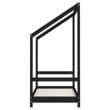 vidaXL Πλαίσιο Κρεβατιού Μαύρο70x140cm από Μασίφ Ξύλο Πεύκου 1 τεμ. - Μονό