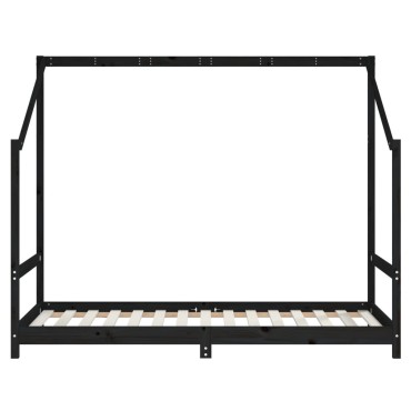 vidaXL Πλαίσιο Παιδικού Κρεβατιού Μαύρο 90x190cm Μασίφ Ξύλο Πεύκου 1 τεμ. - Μονό