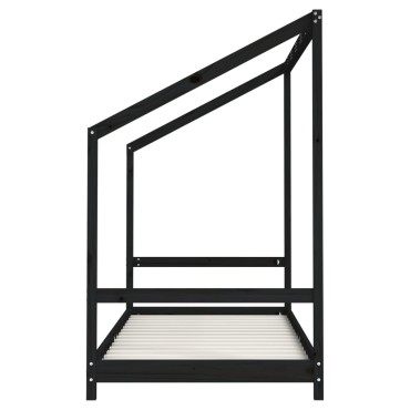 vidaXL Πλαίσιο Παιδικού Κρεβατιού Μαύρο 90x190cm Μασίφ Ξύλο Πεύκου 1 τεμ. - Μονό