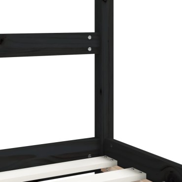 vidaXL Πλαίσιο Παιδικού Κρεβατιού Μαύρο 90x190cm Μασίφ Ξύλο Πεύκου 1 τεμ. - Μονό