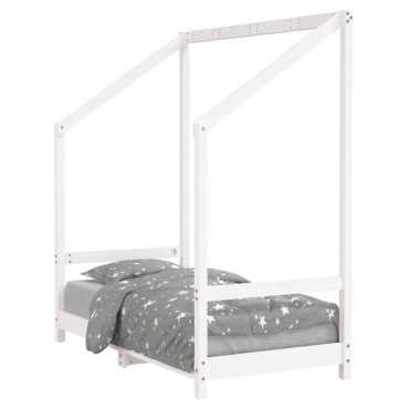 vidaXL Πλαίσιο Παιδικού Κρεβατιού Λευκό 70x140cm Μασίφ Ξύλο Πεύκου 1 τεμ. - Μονό