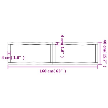 vidaXL Επιφ Τραπεζιού Αν Καφέ 160x40x(2-6)cm Ακατέργ. Μασίφ Ξύλο Δρυός 1 τεμ.