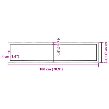 vidaXL Επιφ Τραπεζιού Αν Καφέ 180x40x(2-6)cm Ακατέργ. Μασίφ Ξύλο Δρυός 1 τεμ.