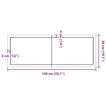 vidaXL Πάγκος Μπάνιου Αν. Καφέ 140x50x(2-4) εκ. Επεξεργ. Μασίφ Ξύλο