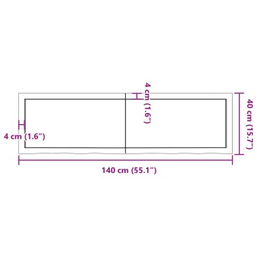 vidaXL Πάγκος Μπάνιου Αν. Καφέ 140x40x(2-6) εκ. Επεξεργ. Μασίφ Ξύλο