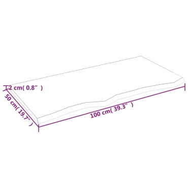 vidaXL Πάγκος Μπάνιου Αν. Καφέ 100 x 50 x 2 εκ. Επεξεργ. Μασίφ Ξύλο