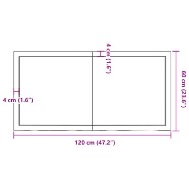 vidaXL Πάγκος Μπάνιου Αν. Καφέ 120x60x(2-4) εκ. Επεξεργ. Μασίφ Ξύλο