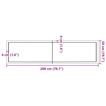 vidaXL Πάγκος Μπάνιου Αν. Καφέ 200x50x(2-6) εκ. Επεξεργ. Μασίφ Ξύλο