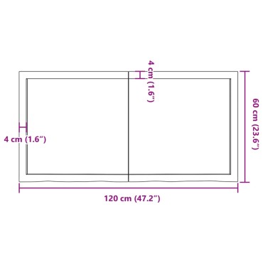 vidaXL Πάγκος Μπάνιου Αν. Καφέ 120x60x(2-6) εκ. Επεξεργ. Μασίφ Ξύλο