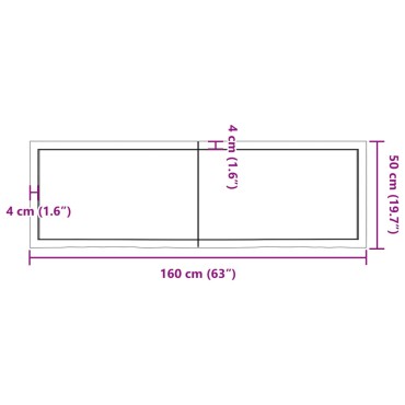 vidaXL Πάγκος Μπάνιου Αν. Καφέ 160x50x(2-4) εκ. Επεξεργ. Μασίφ Ξύλο