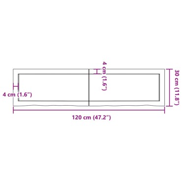vidaXL Πάγκος Μπάνιου Αν. Καφέ 120x30x(2-4) εκ. Επεξεργ. Μασίφ Ξύλο