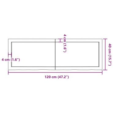 vidaXL Πάγκος Μπάνιου Αν. Καφέ 120x40x(2-4) εκ. Επεξεργ. Μασίφ Ξύλο