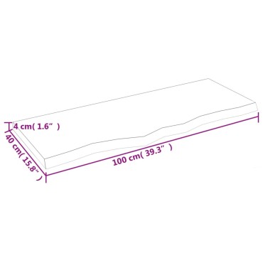 vidaXL Επιφάνεια Τραπεζιού Σκούρο Καφέ 100x40x(2-4)cm Επεξ. Μασίφ Δρυς 1 τεμ.