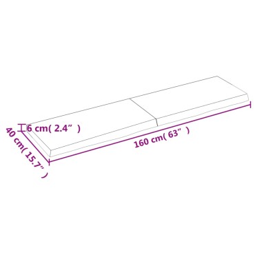 vidaXL Επιφάνεια Τραπεζιού Σκούρο Καφέ 160x40x(2-6)cm Επεξ. Μασίφ Δρυς 1 τεμ.