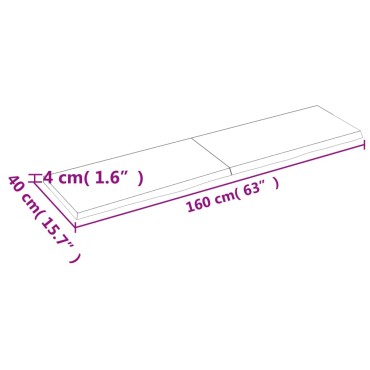 vidaXL Επιφάνεια Τραπεζιού Σκούρο Καφέ 160x40x(2-4)cm Επεξ. Μασίφ Δρυς 1 τεμ.