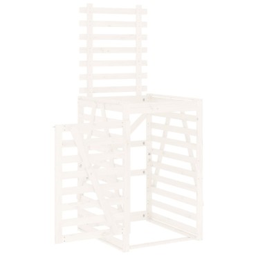 vidaXL Αποθ. Τροχήλατου Κάδου Λευκή 84x90x128,5 εκ. Μασίφ Ξύλο Πεύκου
