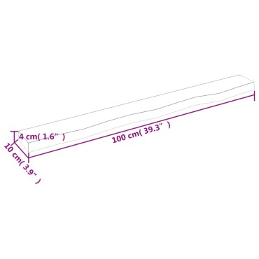 vidaXL Ράφι Τοίχου 100x10x4cm από Ακατέργαστο Μασίφ Ξύλο Δρυός 1 τεμ.