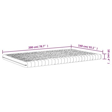 vidaXL Στρώμα Αφρού 7 Ζωνών Σκληρότητα 20 ILD Λευκό 140x200cm 1 τεμ. - Διπλό