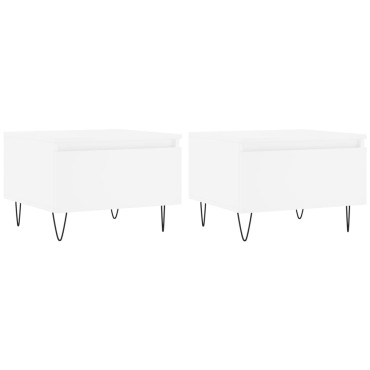 vidaXL Τραπεζάκια Σαλονιού 2 τεμ. Λευκά 50x46x35cm Επεξεργ. Ξύλο