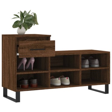 vidaXL Παπουτσοθήκη Καφέ Δρυς 102x36x60cm από Επεξεργασμένο Ξύλο