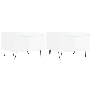vidaXL Τραπεζάκια Σαλονιού 2 τεμ. Γυαλ. Λευκό 50x46x35cm Επεξ. Ξύλο