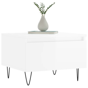 vidaXL Τραπεζάκια Σαλονιού 2 τεμ. Γυαλ. Λευκό 50x46x35cm Επεξ. Ξύλο