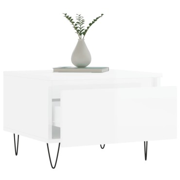 vidaXL Τραπεζάκια Σαλονιού 2 τεμ. Γυαλ. Λευκό 50x46x35cm Επεξ. Ξύλο