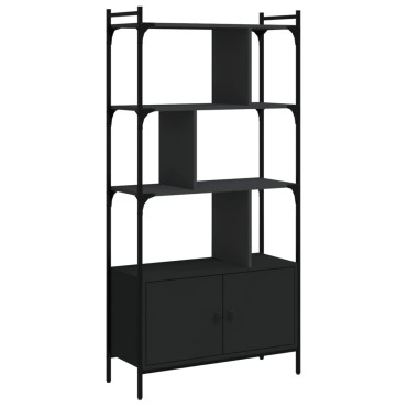 vidaXL Βιβλιοθήκη με Πόρτες Μαύρη 76,5x30x154,5cm από Επεξεργ. Ξύλο 1 τεμ.