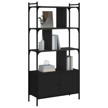 vidaXL Βιβλιοθήκη με Πόρτες Μαύρη 76,5x30x154,5cm από Επεξεργ. Ξύλο 1 τεμ.