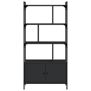 vidaXL Βιβλιοθήκη με Πόρτες Μαύρη 76,5x30x154,5cm από Επεξεργ. Ξύλο 1 τεμ.