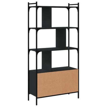vidaXL Βιβλιοθήκη με Πόρτες Μαύρη 76,5x30x154,5cm από Επεξεργ. Ξύλο 1 τεμ.