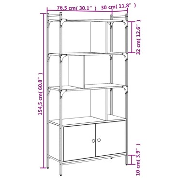 vidaXL Βιβλιοθήκη με Πόρτες Μαύρη 76,5x30x154,5cm από Επεξεργ. Ξύλο 1 τεμ.