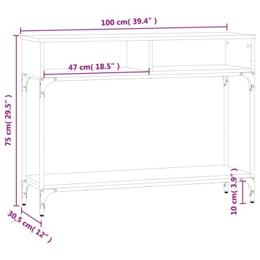 vidaXL Τραπέζι Κονσόλα Μαύρο 100x30,5x75cm από Επεξεργ. Ξύλο 1 τεμ.