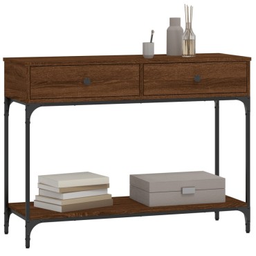 vidaXL Τραπέζι Κονσόλα Καφέ Δρυς 100x34,5x75cm Επεξεργασμένο Ξύλο 1 τεμ.