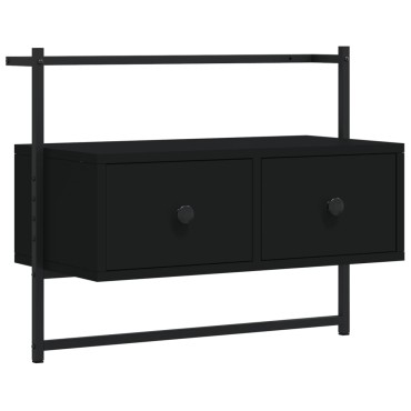 vidaXL Έπιπλο Τηλεόρασης Επιτοίχιο Μαύρο 60,5x30x51cm από Επεξ. Ξύλο