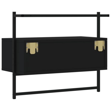 vidaXL Έπιπλο Τηλεόρασης Επιτοίχιο Μαύρο 60,5x30x51cm από Επεξ. Ξύλο