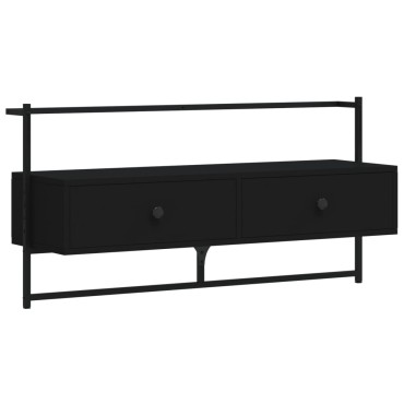 vidaXL Έπιπλο Τηλεόρασης Επιτοίχιο Μαύρο 100,5x30x51 εκ. Επεξ. Ξύλο