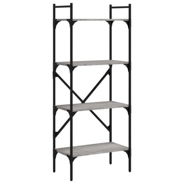vidaXL Βιβλιοθήκη 4 Επιπέδων Γκρι Sonoma 56x31,5x138,5cm Επεξ. Ξύλο 1 τεμ.