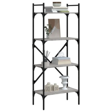 vidaXL Βιβλιοθήκη 4 Επιπέδων Γκρι Sonoma 56x31,5x138,5cm Επεξ. Ξύλο 1 τεμ.