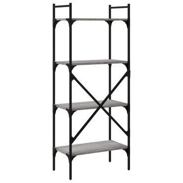 vidaXL Βιβλιοθήκη 4 Επιπέδων Γκρι Sonoma 56x31,5x138,5cm Επεξ. Ξύλο 1 τεμ.