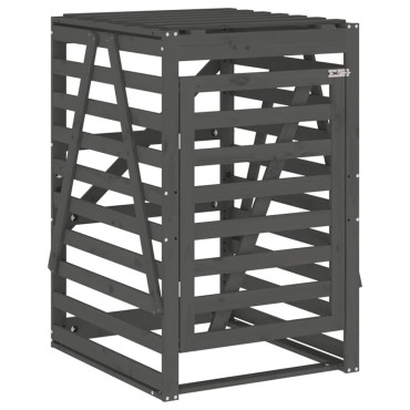 vidaXL Αποθ. Τροχήλατου Κάδου Γκρι 84x90x128,5 εκ. Μασίφ Ξύλο Πεύκου