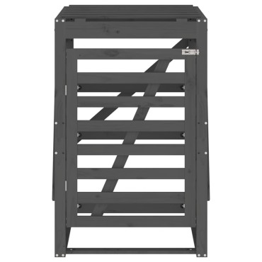 vidaXL Αποθ. Τροχήλατου Κάδου Γκρι 84x90x128,5 εκ. Μασίφ Ξύλο Πεύκου