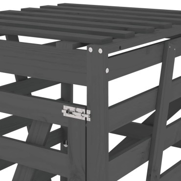 vidaXL Αποθ. Τροχήλατου Κάδου Γκρι 84x90x128,5 εκ. Μασίφ Ξύλο Πεύκου