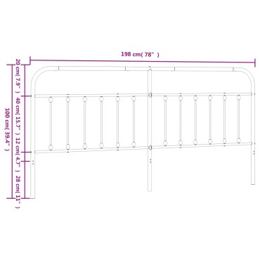 vidaXL Κεφαλάρι Λευκό Μεταλλικό 198x3x100cm 1 τεμ.