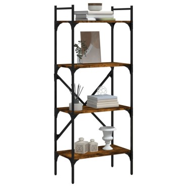 vidaXL Βιβλιοθήκη 4 Επιπέδων Καπνιστή Δρυς 56x31,5x138,5cm Επεξ. Ξύλο 1 τεμ.