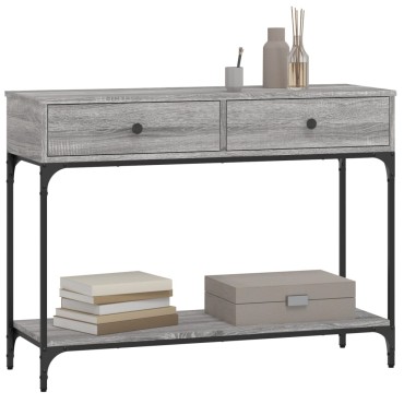 vidaXL Τραπέζι Κονσόλα Γκρι Sonoma 100x34,5x75cm Επεξεργασμένο Ξύλο 1 τεμ.